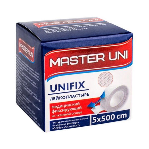 Лейкопластырь фиксирующий Master Uni Unifix 5*500 тканевая основа фотография