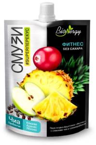 Смузи фитнес Bionergy клюква, ананас, яблоко, чиа, пребиотик 120г